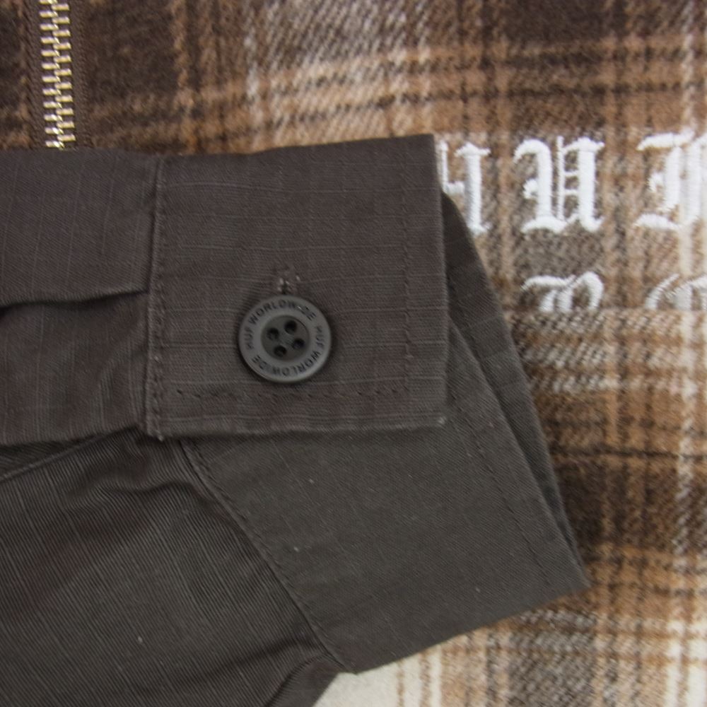 HUF ハフ DBC OMBRE ZIP SHIRT ロゴ刺繍 ウール コットン ジップ ジャケット ブラウン系 L【中古】