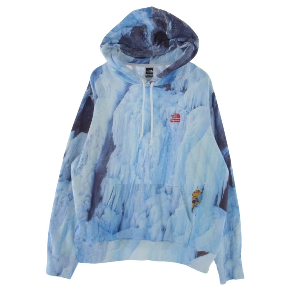 Supreme シュプリーム 21SS NF0A5G7S × THE NORTH FACE Ice Climb Hooded Sweatshirt ノースフェイス アイスクライム フーデッド スウェットシャツ プルオーバー パーカー ライトブルー系 L【中古】