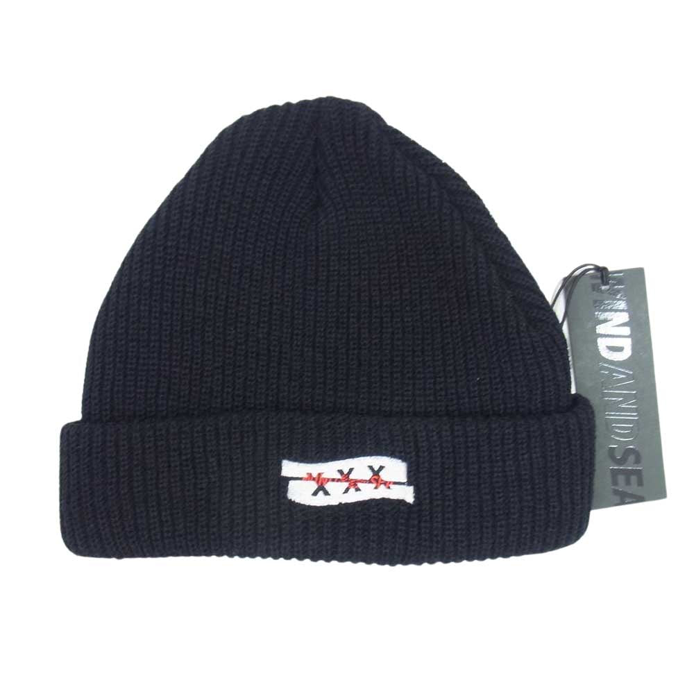 WIND AND SEA ウィンダンシー WDS-XXX-SP-11 × GOD SELECTION XXX ゴッドセレクション BEANIE ビーニー ニットキャップ 帽子 ロゴ刺繍 ブラック ブラック系 F【中古】