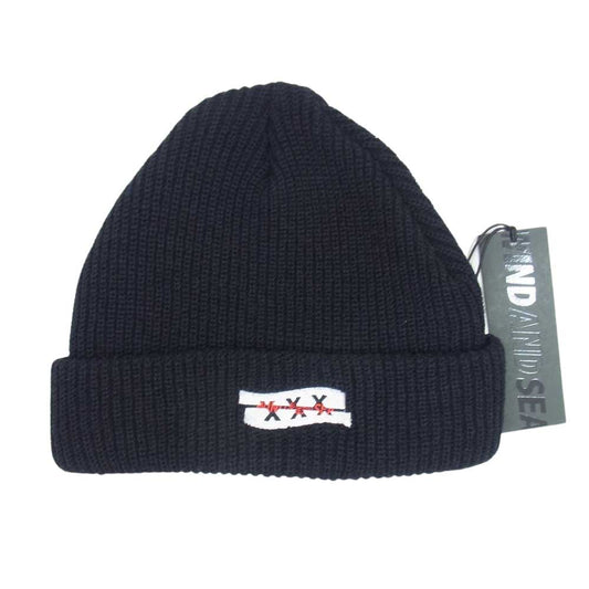 WIND AND SEA ウィンダンシー WDS-XXX-SP-11 × GOD SELECTION XXX ゴッドセレクション BEANIE ビーニー ニットキャップ 帽子 ロゴ刺繍 ブラック ブラック系 F【中古】