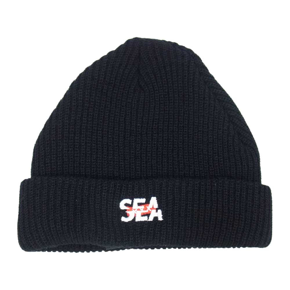 WIND AND SEA ウィンダンシー WDS-XXX-SP-11 × GOD SELECTION XXX ゴッドセレクション BEANIE ビーニー ニットキャップ 帽子 ロゴ刺繍 ブラック ブラック系 F【中古】