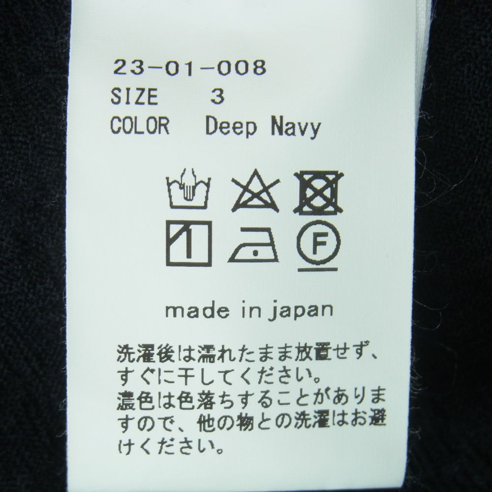 オーベット 23SS 23-01-008 サマーウール縮絨 サッカー生地 オーバーサイズ 長袖 シャツ ダークネイビー系 3【中古】