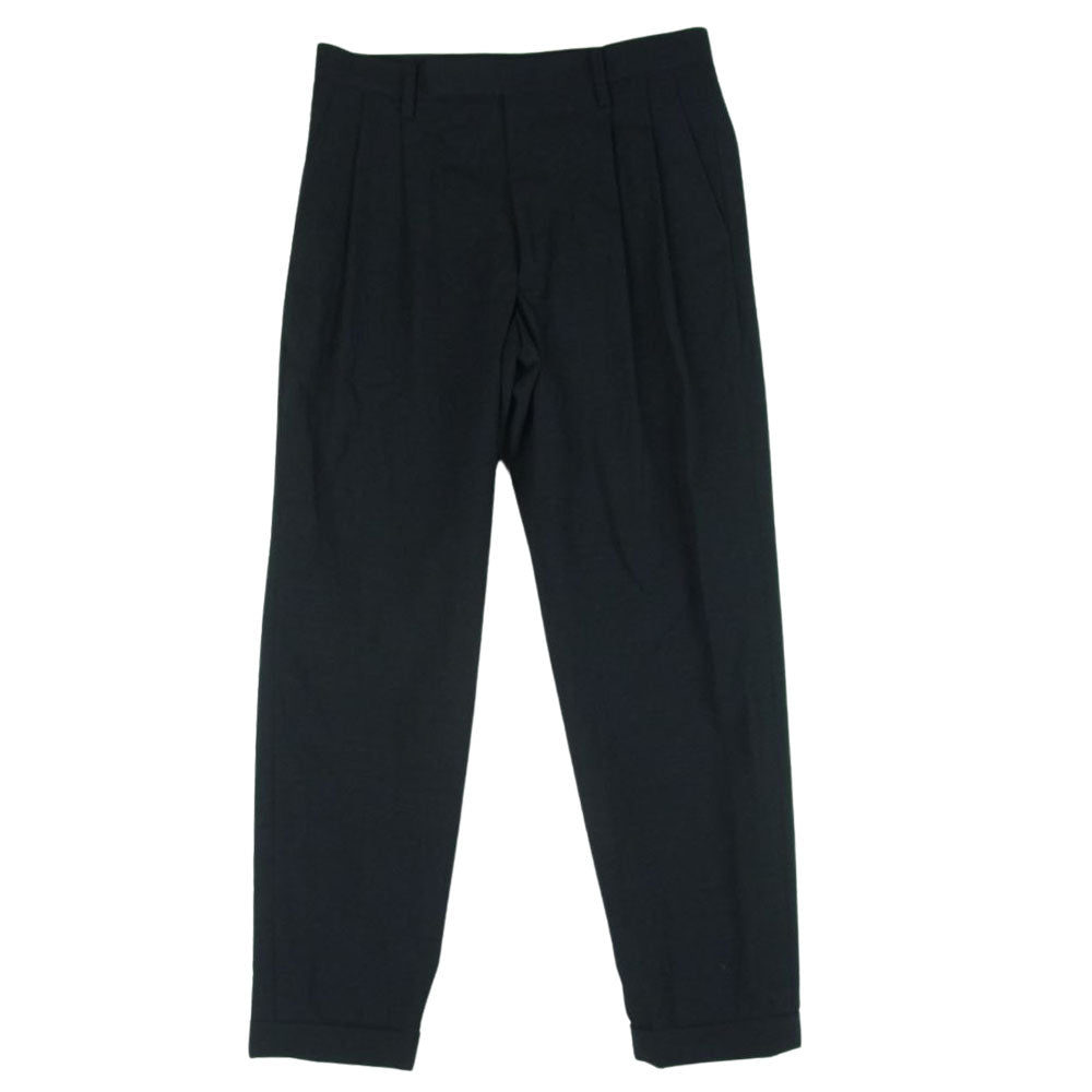COMOLI コモリ 23SS X01-03005 ウール 2タック パンツ 日本製 ブラック系 1【中古】