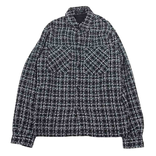 メルヴィンス CHECK BUTTON JACKET チェック ツイード ジャケット ブラック系 XL【中古】