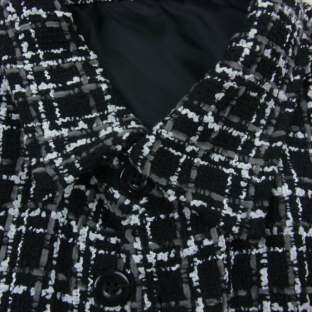 メルヴィンス CHECK BUTTON JACKET チェック ツイード ジャケット ブラック系 XL【中古】