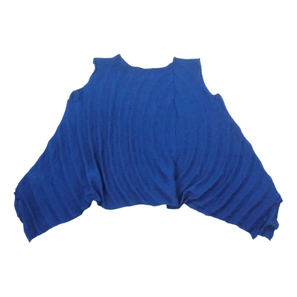ISSEY MIYAKE イッセイミヤケ MI93FK381 me ミー シースルークレープ プリーツ加工 フレア ノースリーブ カットソー ブルー系【中古】