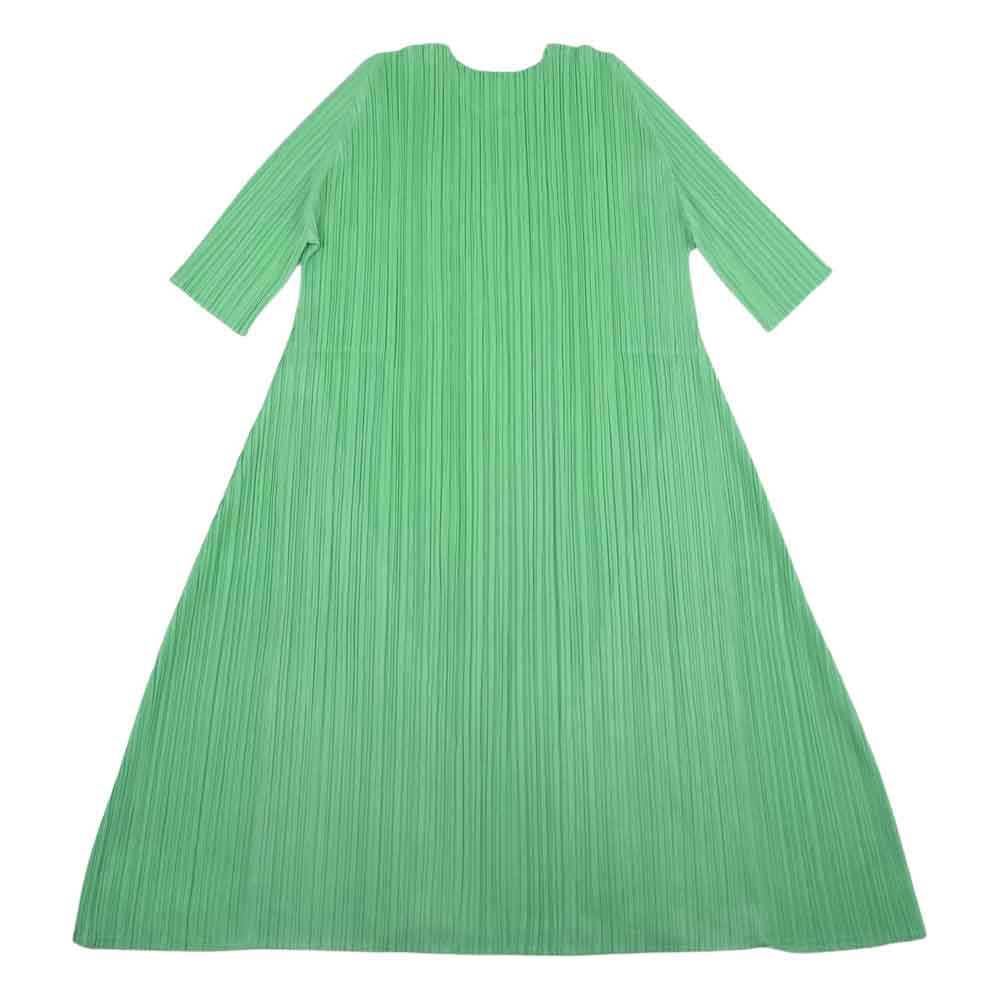 PLEATS PLEASE プリーツプリーズ イッセイミヤケ PP83-JH166 プリーツ加工 半袖 フレア ワンピース ドレス ライトグリーン系 ライトグリーン系【美品】【中古】