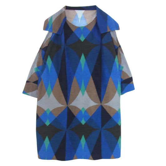 ISSEY MIYAKE イッセイミヤケ MI93JH482 me ミー プリーツ加工 2WAY セーラーカラー 長袖 ワンピース ブルー系 サイズ表記無【中古】