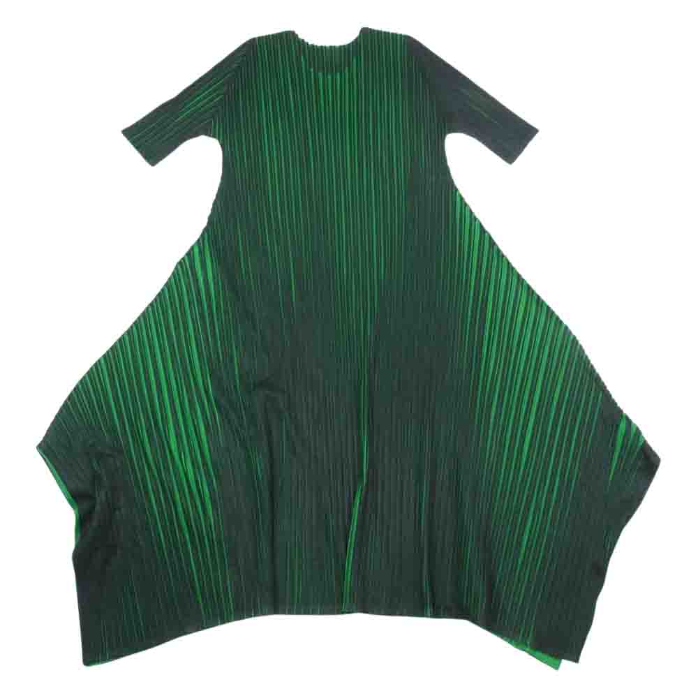 PLEATS PLEASE プリーツプリーズ イッセイミヤケ 18AW PP83-JH544 OXYMORON ALT NEON GREEN オルトネオン プリーツ加工 ワンピース ドレス グリーン系【美品】【中古】