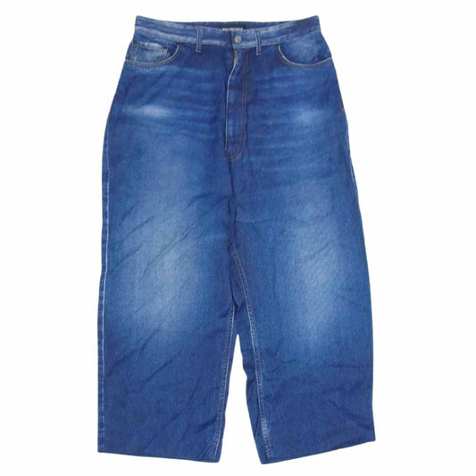 BALENCIAGA バレンシアガ 621588 TIW58 DENIM TROMPE L'oeiL トロンプルイユ デニム 転写プリント パンツ インディゴブルー系 M【中古】