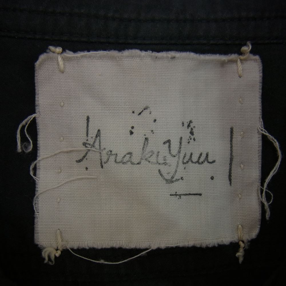 アラキユウ STS06 ELKACOBR01 D1 raw cut pointed collar narrow shirt in special fabric 製品加工 ローカット ナロー 長袖 シャツ スペシャルファブリック チャコール系 1【極上美品】【中古】