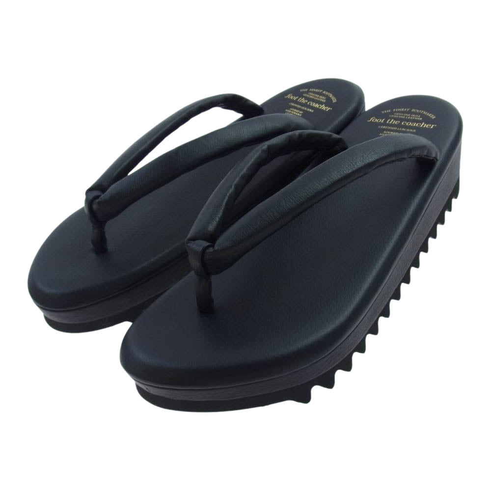 UNDERCOVER アンダーカバー UC1B4F03 × foot the coach フット ザ コーチャー shark sole leather setta  シャークソール レザー サンダル ブラック系 (9)27cm【新古品】【未使用】【中古】