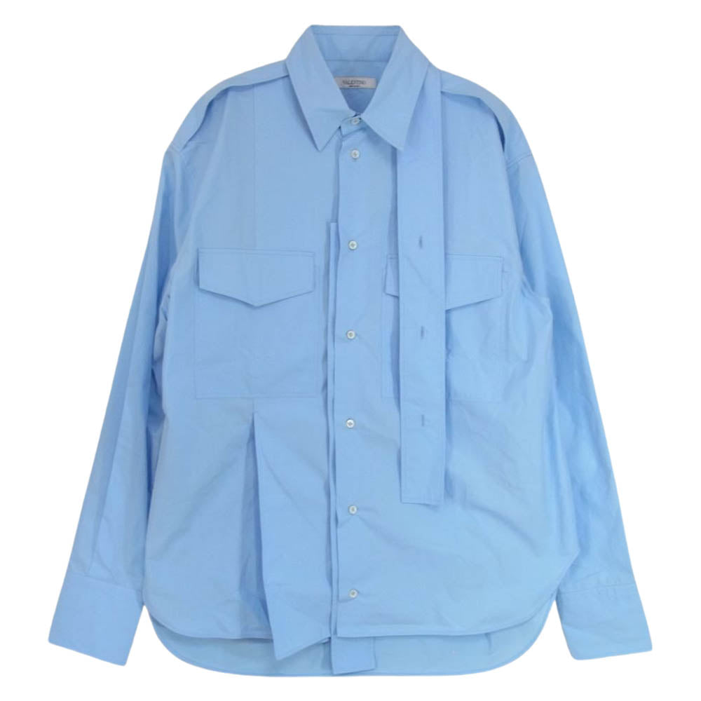 VALENTINO ヴァレンティノ 18SS PV0AB7394WW ボーダータイ 長袖 シャツ コレクションピース ブルー系 39【中古】