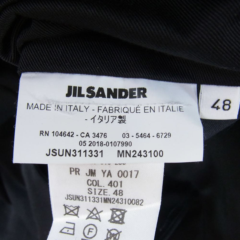 JIL SANDER ジルサンダー 20AW JSUN311331 MN243100  tailored cotton trousers コットンツイル イージー トラウザー パンツ ブラック系 48【中古】