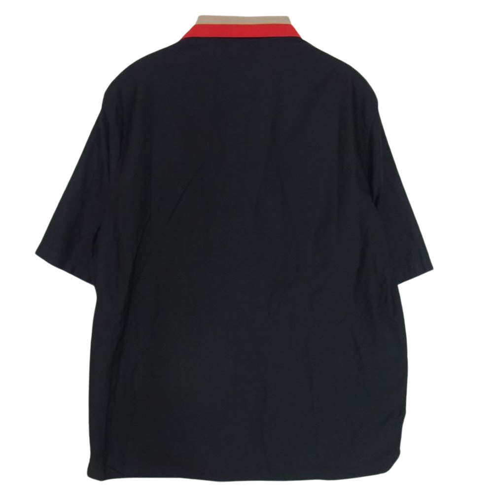 BURBERRY バーバリー 8050973 ROLSTON オープンカラー 襟ストライプロゴ 半袖 シャツ ブラック系 S/P【中古】