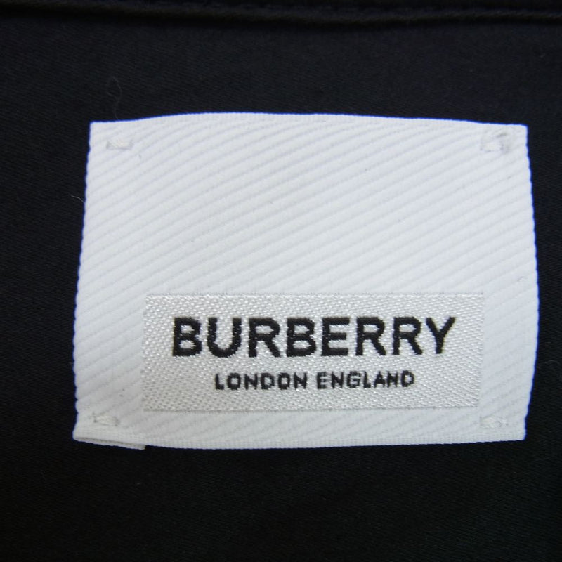 BURBERRY バーバリー 8050973 ROLSTON オープンカラー 襟ストライプロゴ 半袖 シャツ ブラック系 S/P【中古】