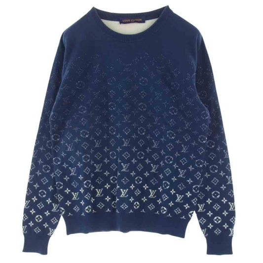 LOUIS VUITTON ルイ・ヴィトン 21AW RM211Q USO HKN44W  グラディエント モノグラム 長袖 ニット ネイビー系 S【中古】