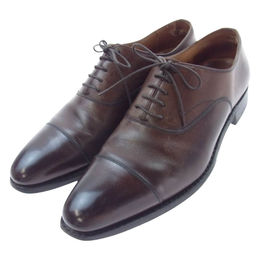SCOTCH GRAIN スコッチグレイン T0016 ストレートチップ キャップトゥ ブラウン ドレス シューズ ダークブラウン系 24.5【中古】