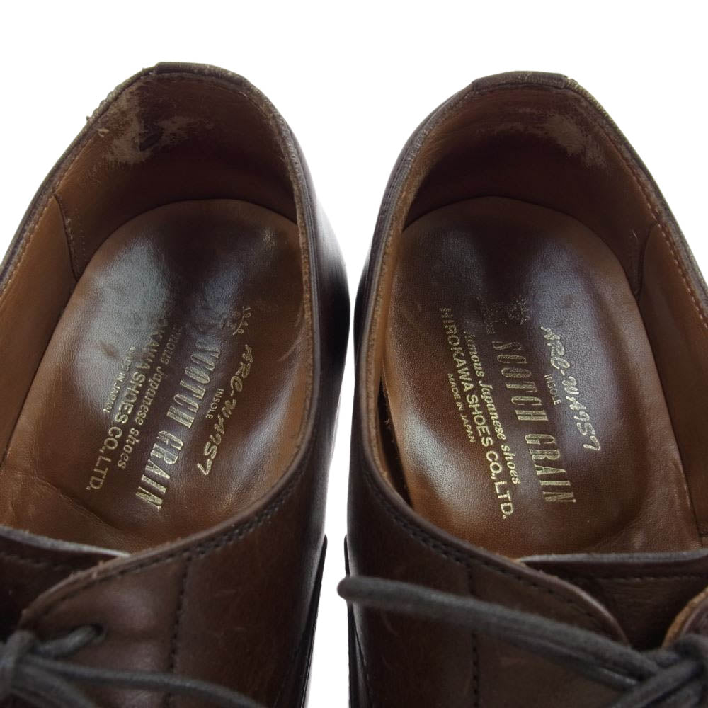 SCOTCH GRAIN スコッチグレイン T0016 ストレートチップ キャップトゥ ブラウン ドレス シューズ ダークブラウン系 24.5【中古】