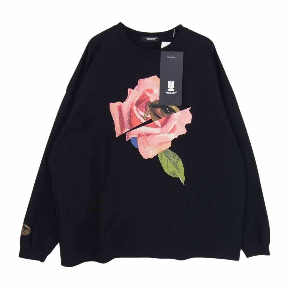 UNDERCOVER アンダーカバー 23SS UC1C1894 WOMENS ROSE/EYE コットン ロング Tシャツ ブラック系 2【極上美品】【中古】