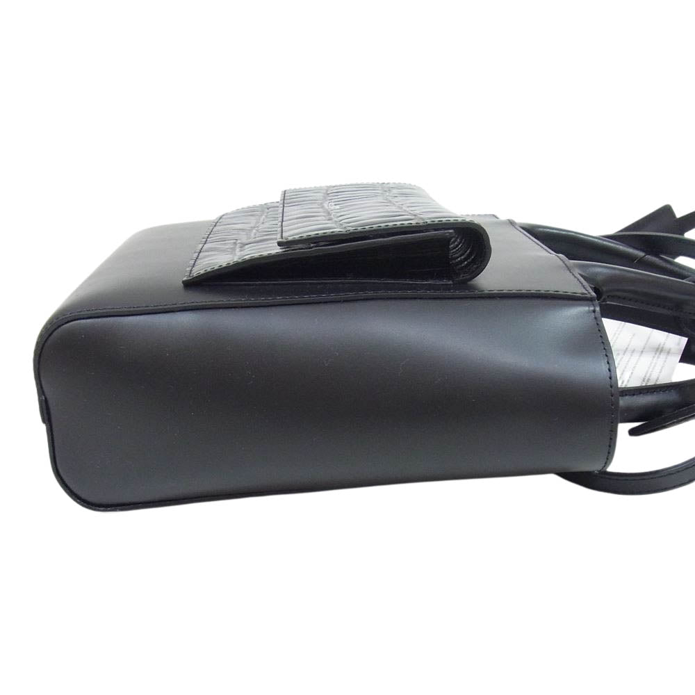 UNDERCOVER アンダーカバー UC1B8B01 クロコ型押し ロゴ レザー 2WAY ミニトート ショルダーバッグ ブラック系【新古品】【未使用】【中古】