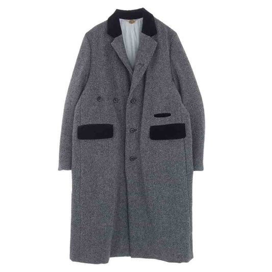 SUNSEA サンシー 18AW 18A36 GUMMI COAT ウール チェスターコート ブラック系 ホワイト系 2【新古品】【未使用】【中古】