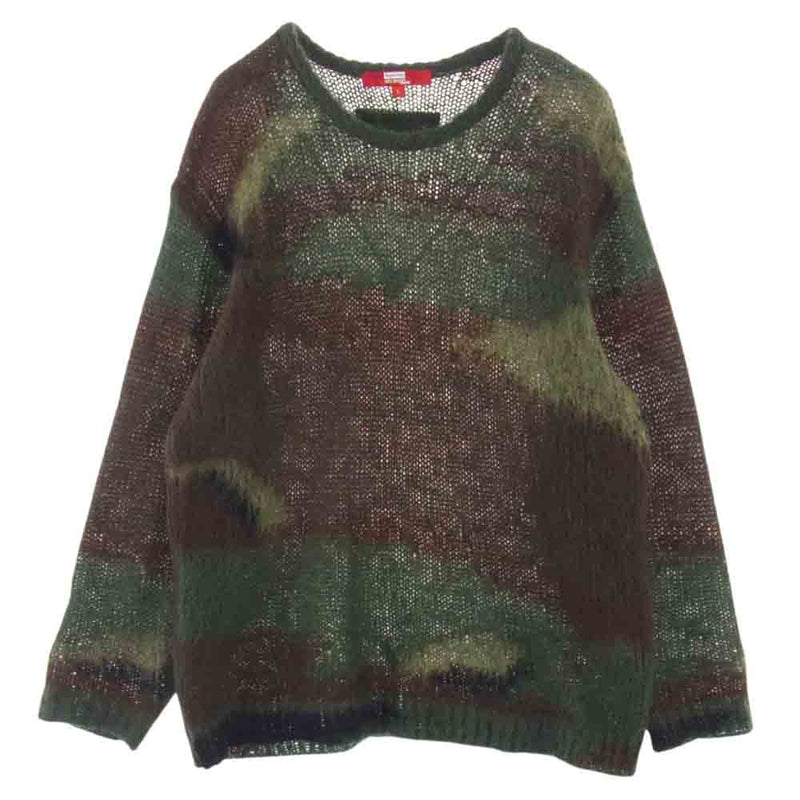 Supreme シュプリーム 21AW × JUNYA WATANABE COMME des GARCONS MAN Brushed Camo Sweater ジュンヤ ワタナベ コム デ ギャルソン カモ柄 セーター グリーン系 ブラウン系 L【中古】