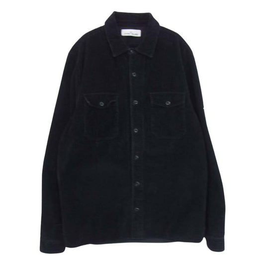 STONE ISLAND ストーンアイランド 751512111 国内正規品 コーデュロイ 長袖 シャツ ブラック系 L【中古】