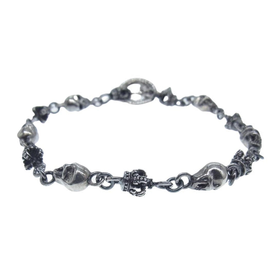 Justin Davis ジャスティンデイビス SBJ126 購入時ギャランティ付属 DIVINE ディヴァイン スカル クラウン モチーフ ブレスレット シルバー系【中古】