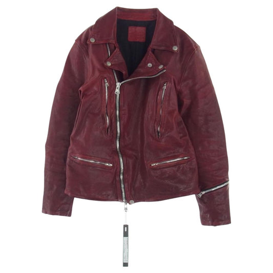 ISAMUKATAYAMA BACKLASH イサムカタヤマバックラッシュ 21SS 1842-03 FRENCH SHOULDER フレンチショルダー 製品染め ダブルライダースジャケット ROSSO レッド系 3（L）【中古】