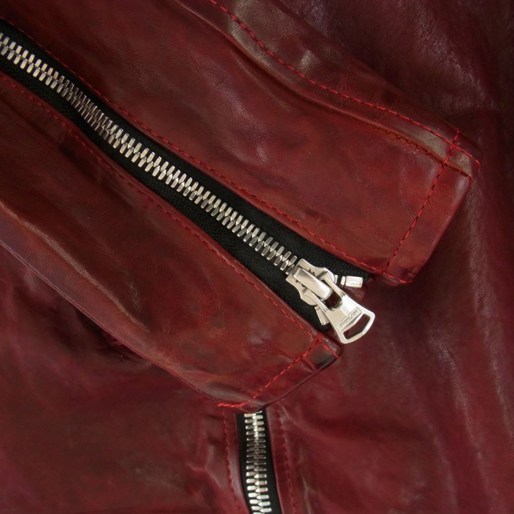 ISAMUKATAYAMA BACKLASH イサムカタヤマバックラッシュ 21SS 1842-03 FRENCH SHOULDER フレンチショルダー 製品染め ダブルライダースジャケット ROSSO レッド系 3（L）【中古】