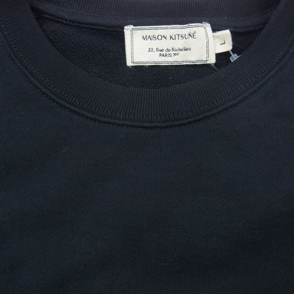 MAISON KITSUNE メゾンキツネ FW00308KM0001 フォックス パッチ トレーナー スウェット ブラック系 L【中古】