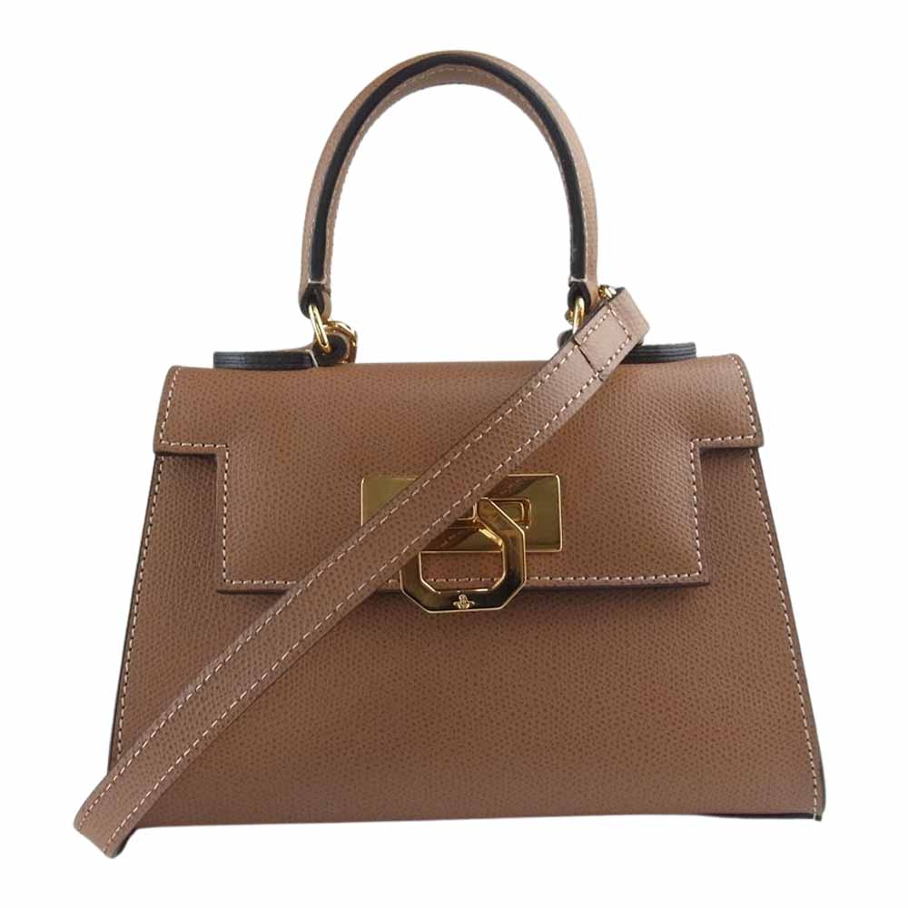 カルボッティ イタリア製 445 レザー 2WAY ミニ ショルダー ハンド バッグ ブラウン系【極上美品】【中古】