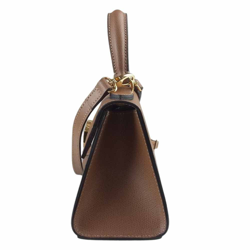 カルボッティ イタリア製 445 レザー 2WAY ミニ ショルダー ハンド バッグ ブラウン系【極上美品】【中古】