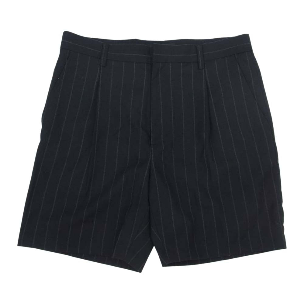WACKO MARIA ワコマリア 20SS-WMP-PT06 DORMEUIL PLEATED SHORT TROUSERS TYPE-6 ストライプ ショーツ ハーフパンツ ブラック系 M【中古】