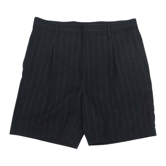 WACKO MARIA ワコマリア 20SS-WMP-PT06 DORMEUIL PLEATED SHORT TROUSERS TYPE-6 ストライプ ショーツ ハーフパンツ ブラック系 M【中古】