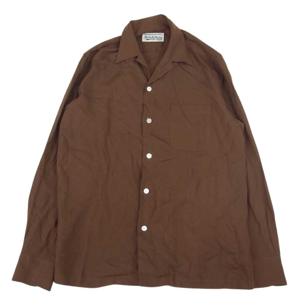 WACKO MARIA ワコマリア リヨセル オープンカラー 長袖シャツ ブラウン系 S【中古】