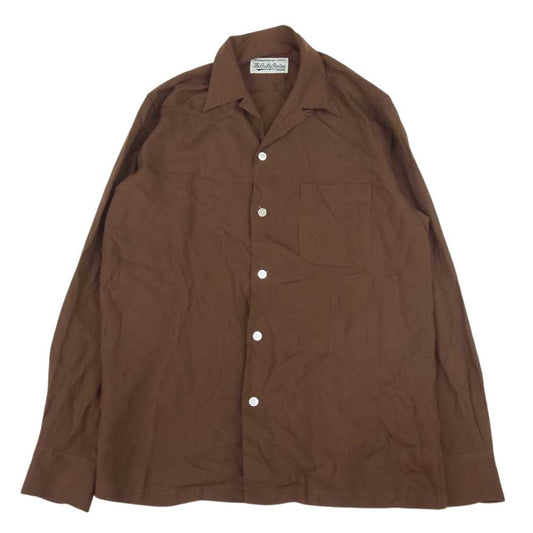 WACKO MARIA ワコマリア リヨセル オープンカラー 長袖シャツ ブラウン系 S【中古】