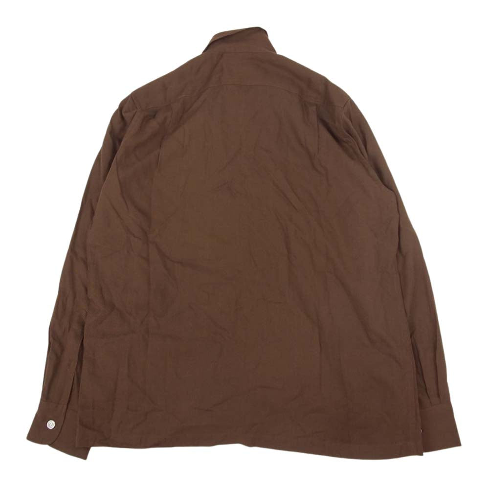 WACKO MARIA ワコマリア リヨセル オープンカラー 長袖シャツ ブラウン系 S【中古】