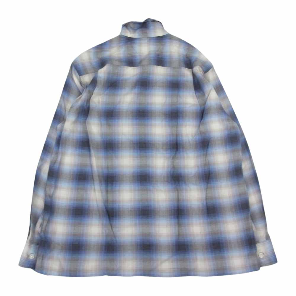 WACKO MARIA ワコマリア オンブレチェック レーヨン オープンカラー 長袖シャツ ブルー系 S【中古】