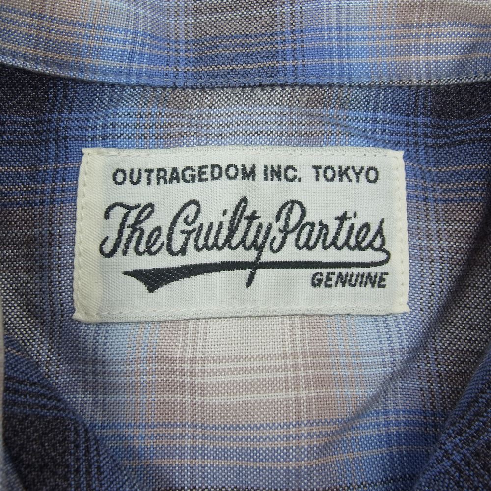 WACKO MARIA ワコマリア オンブレチェック レーヨン オープンカラー 長袖シャツ ブルー系 S【中古】