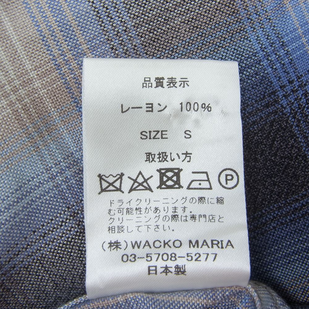 WACKO MARIA ワコマリア オンブレチェック レーヨン オープンカラー 長袖シャツ ブルー系 S【中古】