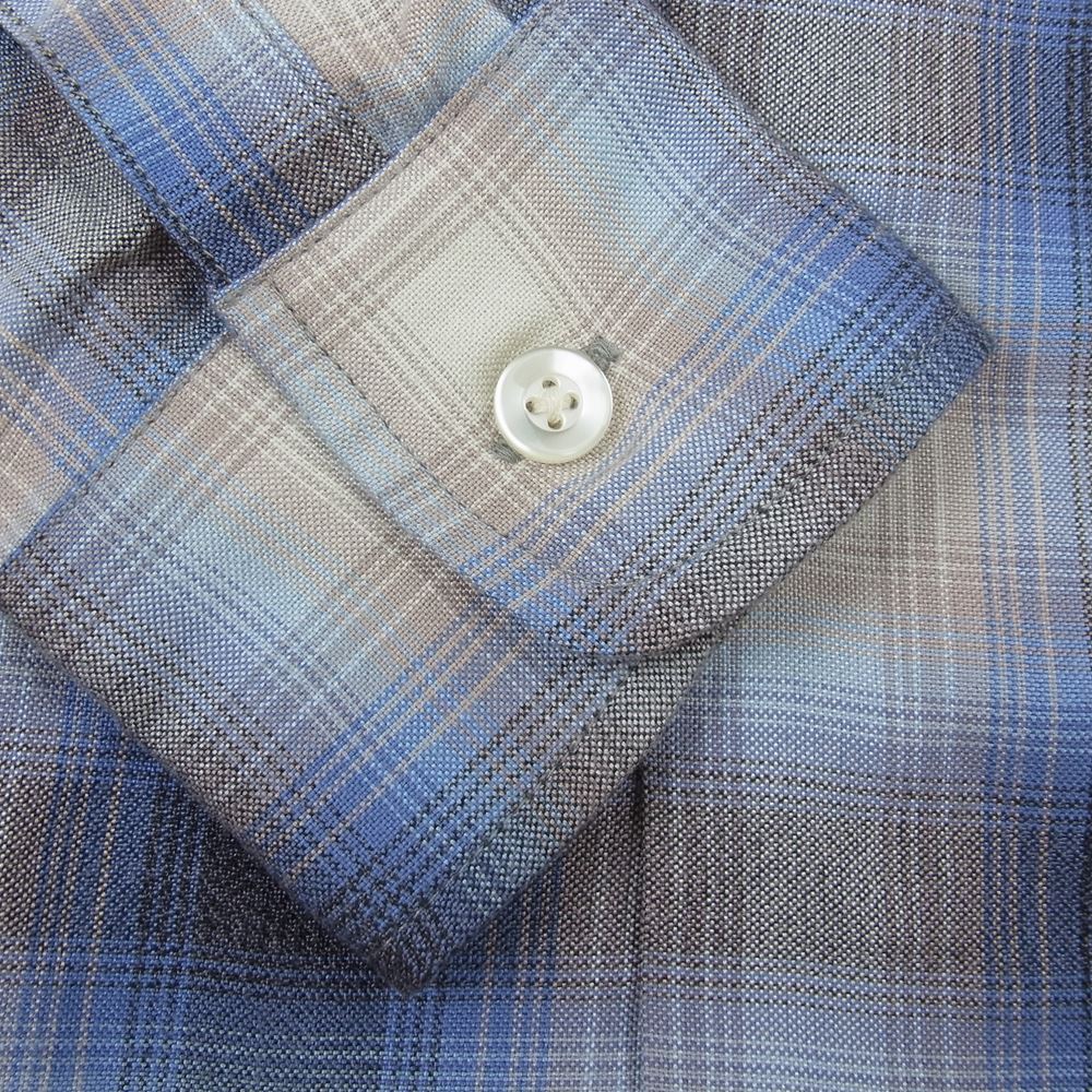 WACKO MARIA ワコマリア オンブレチェック レーヨン オープンカラー 長袖シャツ ブルー系 S【中古】