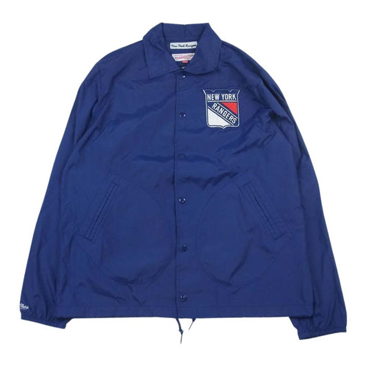 ミッチェルアンドネス ニューヨーク レンジャース ナイロン コーチ ジャケット ネイビー系 L【中古】