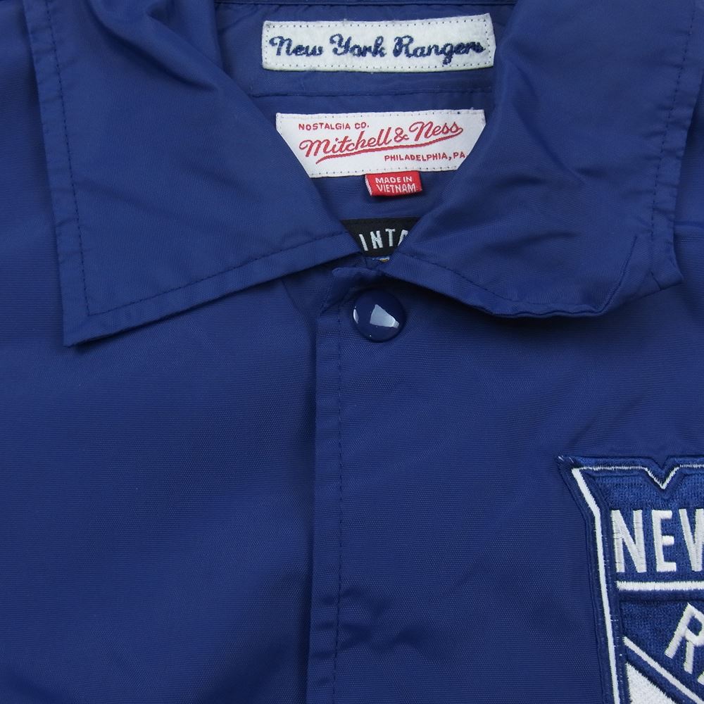 ミッチェルアンドネス ニューヨーク レンジャース ナイロン コーチ ジャケット ネイビー系 L【中古】