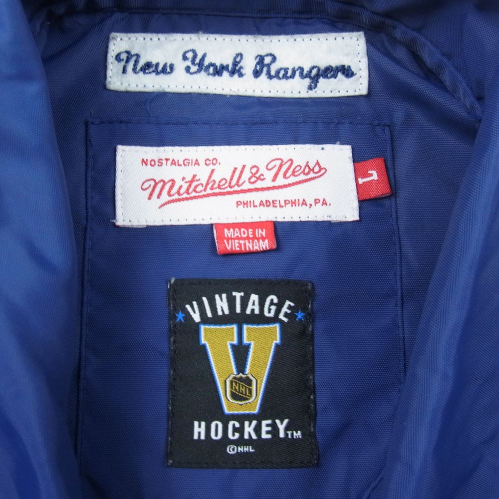 ミッチェルアンドネス ニューヨーク レンジャース ナイロン コーチ ジャケット ネイビー系 L【中古】
