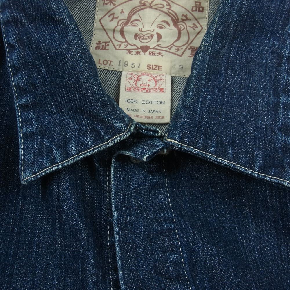 EVISU エヴィス 1951 インディゴ デニム カバーオール ジャケット インディゴブルー系 42【中古】