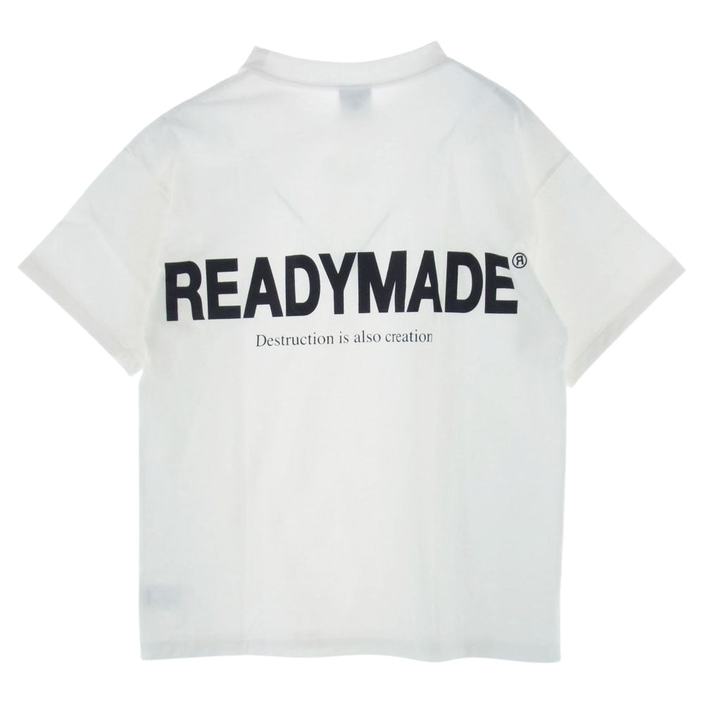 READY MADE レディメイド RE-CO-WH-00-00-244 スマイルロゴ バックプリント コットン 半袖 Tシャツ ホワイト系 M【極上美品】【中古】