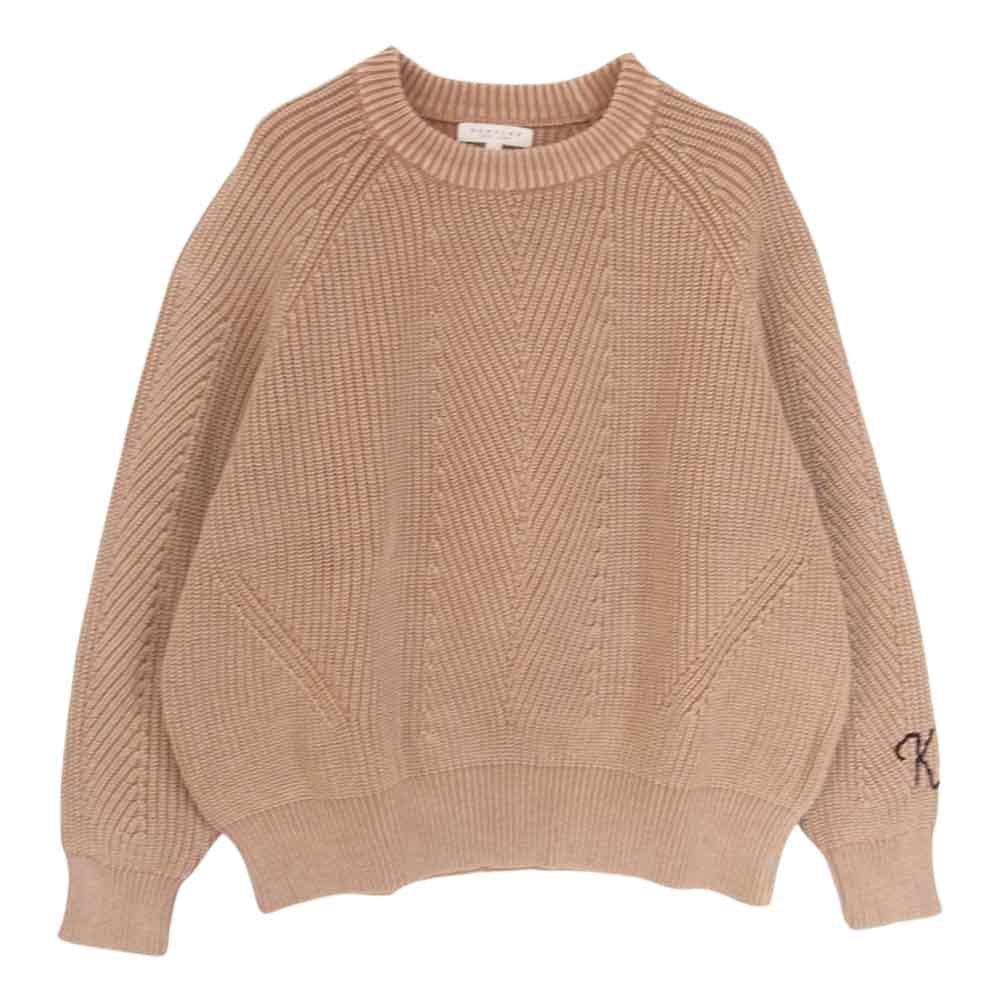 デミリー Chelsea Cotton Sweater 袖アルファベット 刺繍 コットン リブ ニット ブラウン系 M【中古】