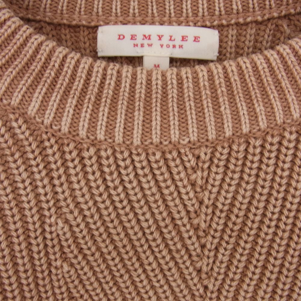 デミリー Chelsea Cotton Sweater 袖アルファベット 刺繍 コットン リブ ニット ブラウン系 M【中古】